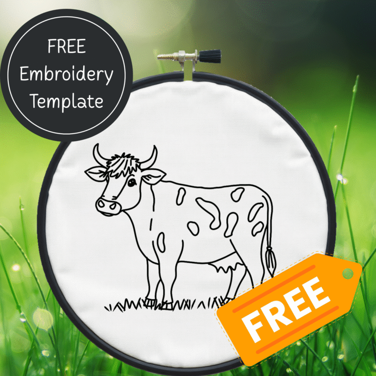 free cow hand embroidery template